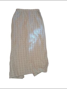 Women’s Cream Tan Textured Midi Skirt - Classic Neutral